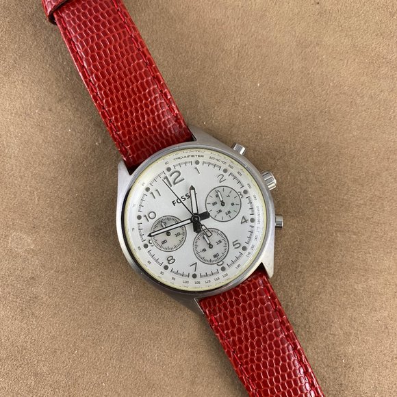 fossil watch red strap